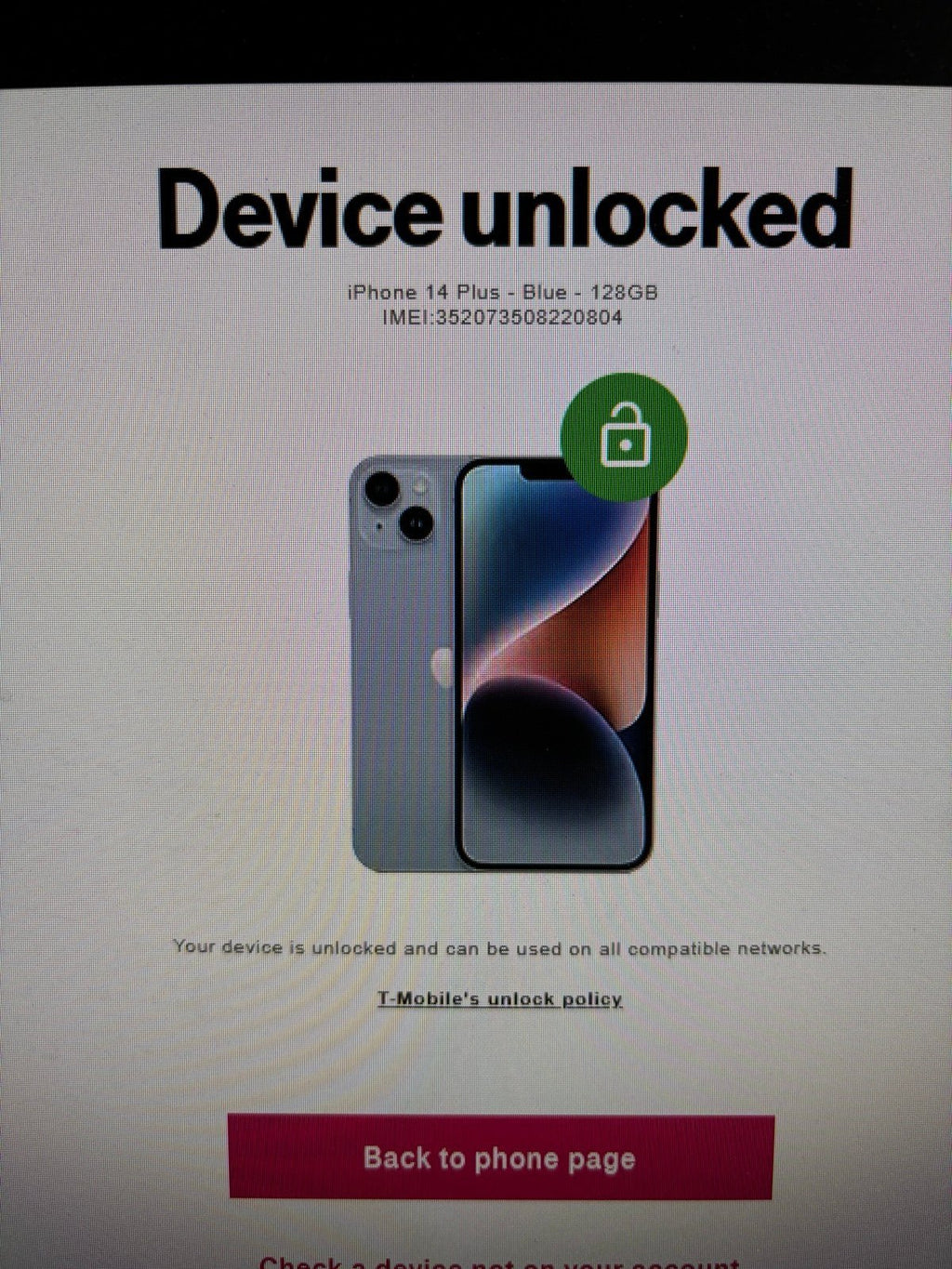 Apple iPhone 14 Plus 128 GB in Blue for Unlocked 8Y27