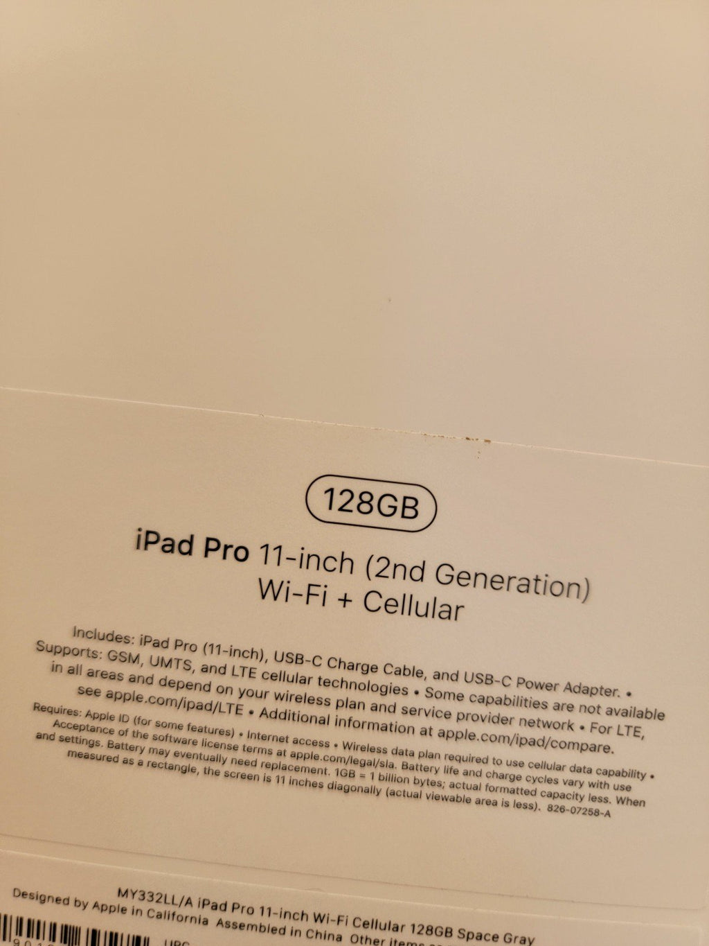 iPad Pro 11 inch 2nd generation Wi-Fi + Cellular 3O23