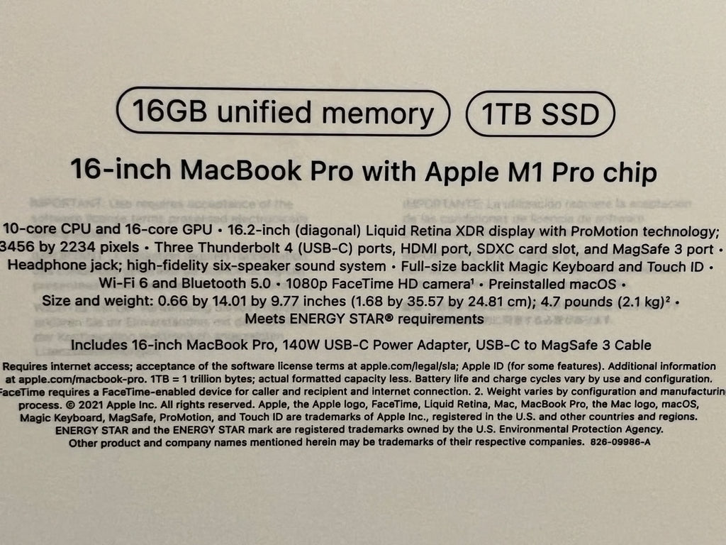 MacBook Pro 16"" Laptop Apple M1 Pro chip 16GB Memory 1TB SSD 7Y77