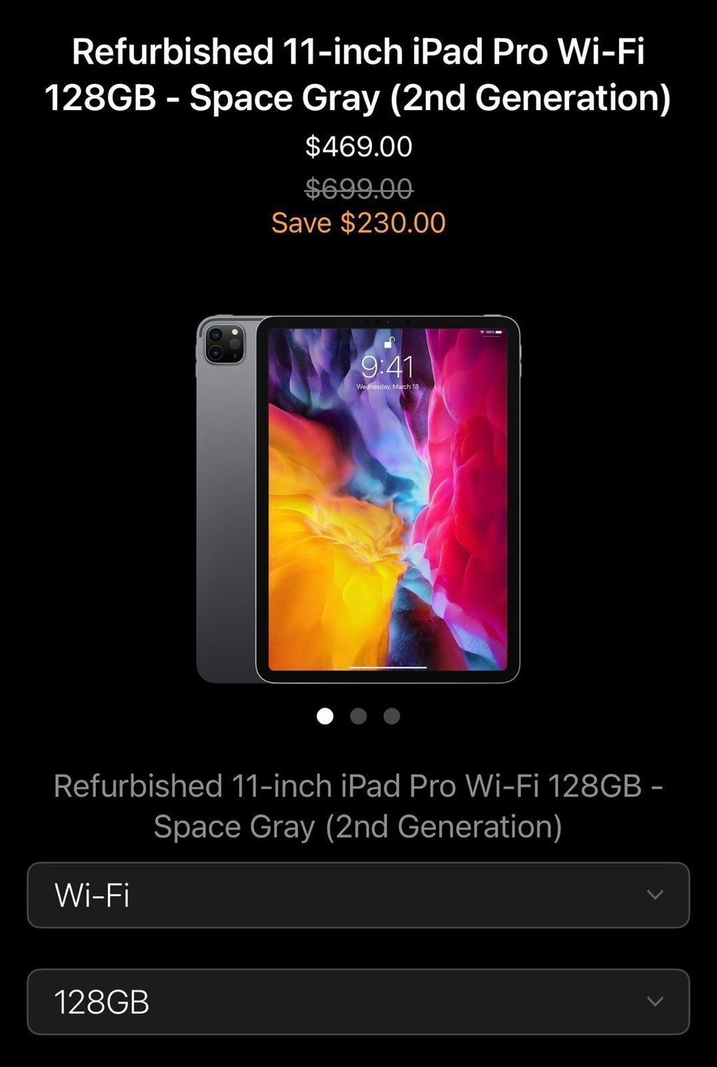 iPad Pro 11 inch 2nd Generation (unlocked) 7U57