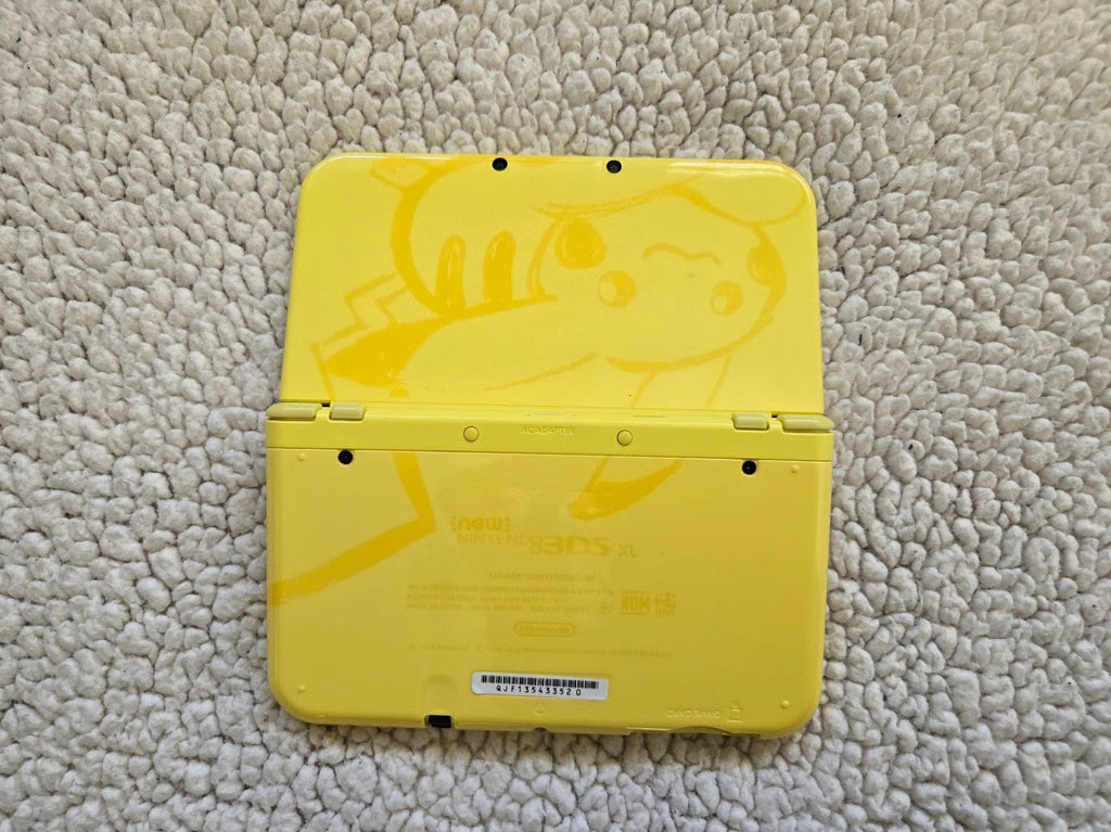 New Nintendo 3DS XL Pikachu in Yellow with 128gb SD Card, Charger and Stylus
