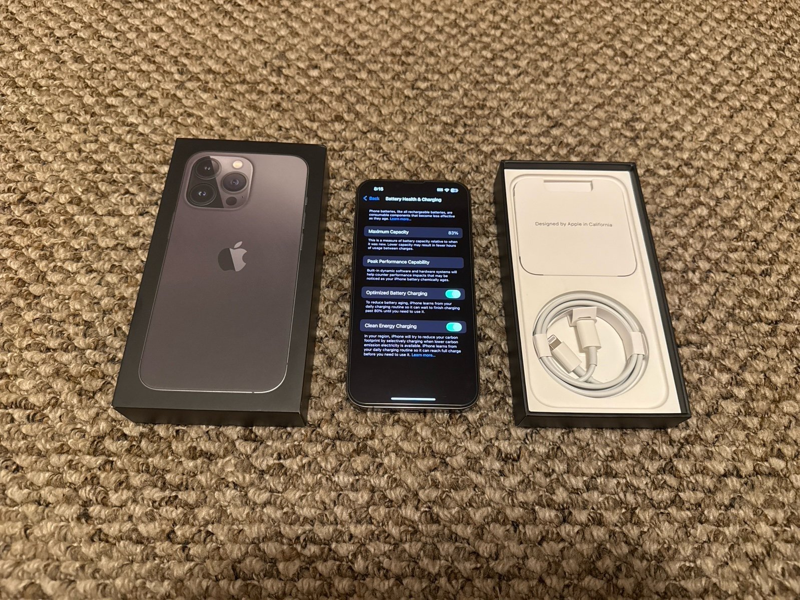 iPhone 13 Pro Unlocked 128 GB in Graphite with Case and Original Charger 9Y66