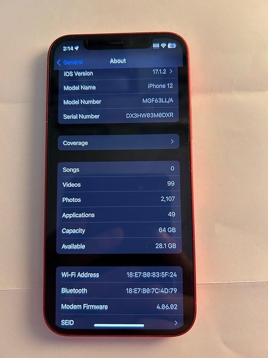 iPhone 12 64 GB Unlocked 2E27