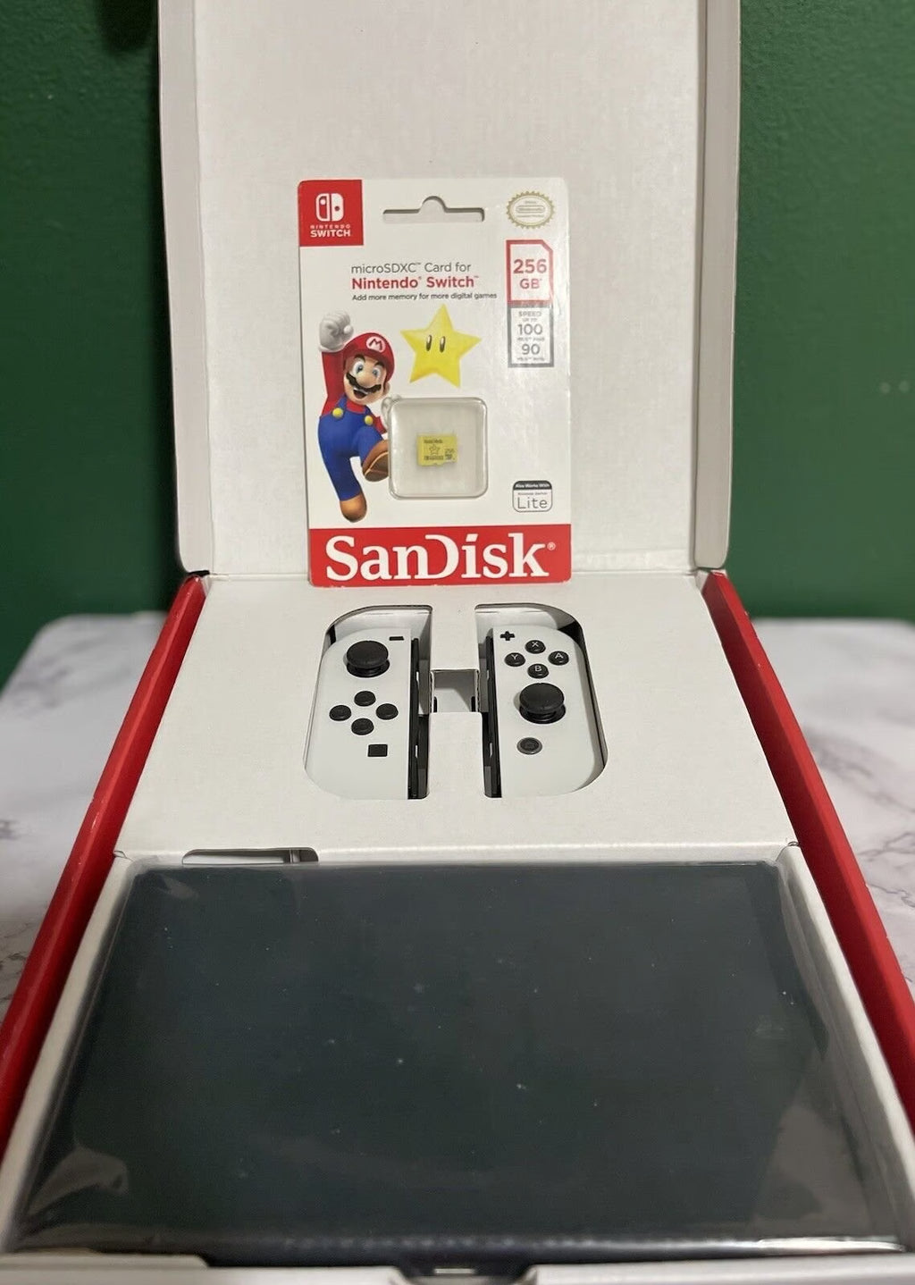 Nintendo Switch OLED 64GB White Joy-Con FAST FREE SHIPPING With 256GB SDXC Card 2F15