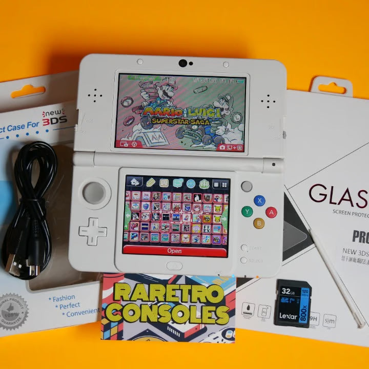 New Nintendo 3DS No. 026 Teal/Blue Mario Embossed Plates, 32GB & 60+ Game