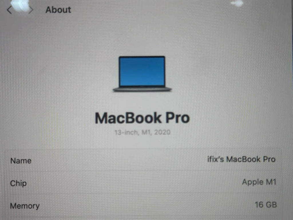 Apple Macbook Pro 13in.  M1 3.2 GHz  512GB SSD 16gb ram 5G78