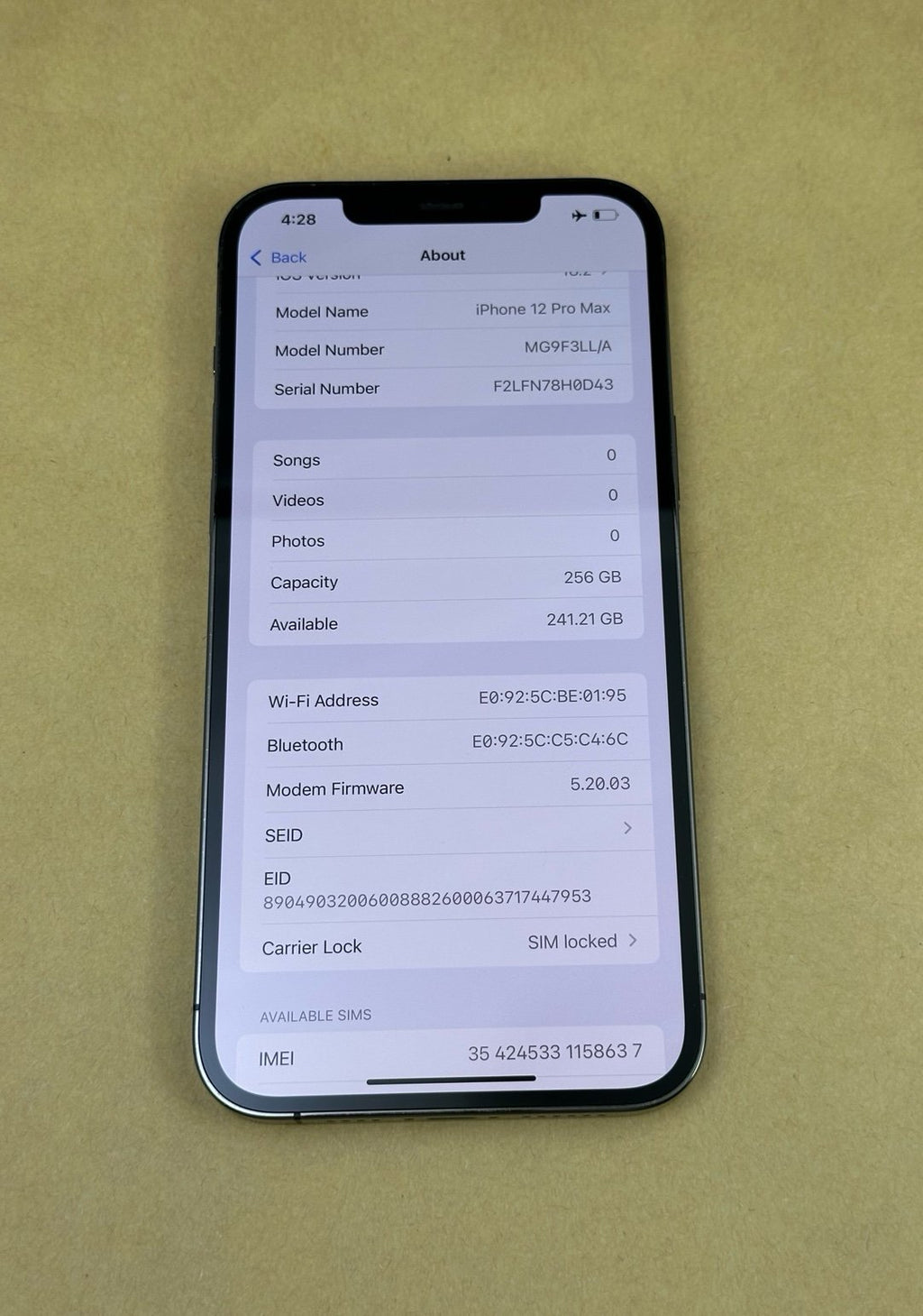 Apple iPhone 12 Pro Max 256gb Verizon in graphite 6H96