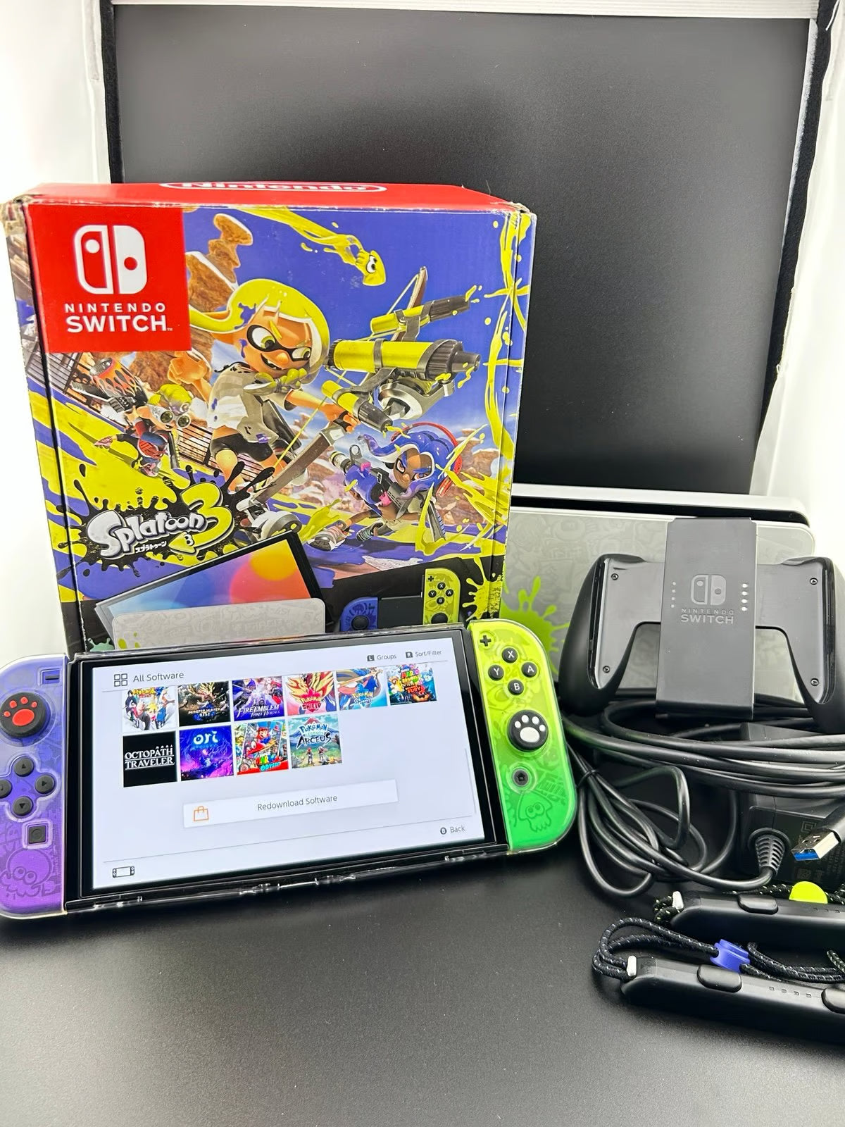 Switch OLED Splatoon edition [MINT] bundle with 512gb sd card preloaded 5D53