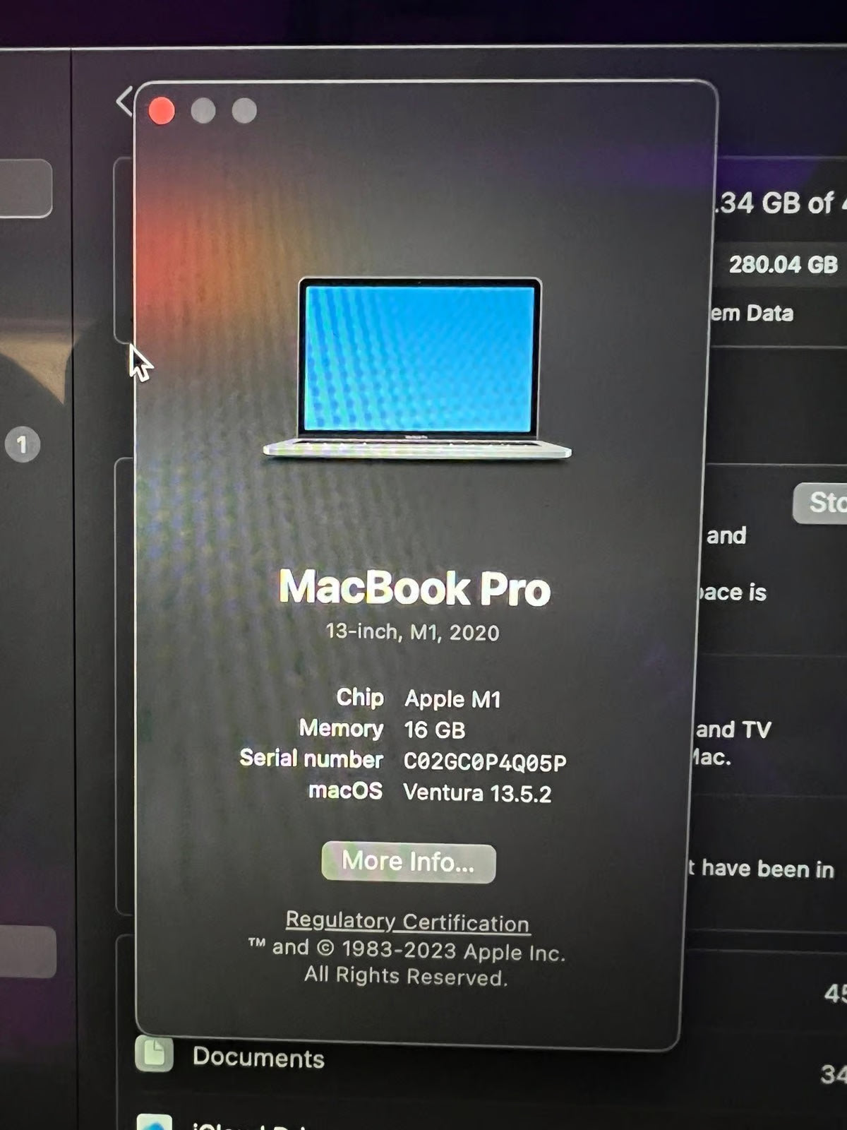 13"" Apple MacBook Pro 2020 M1 Chip 8-Core - 16GB RAM 512GB SSD 3E72