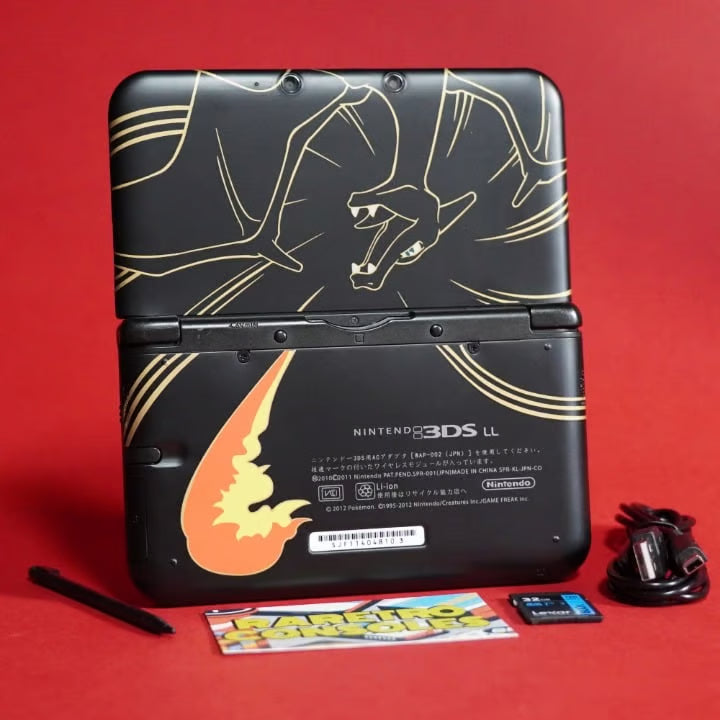 Nintendo 3DS XL Pok茅mon Center Charizard Edition W/ 32GB, Charger & 70+ Games