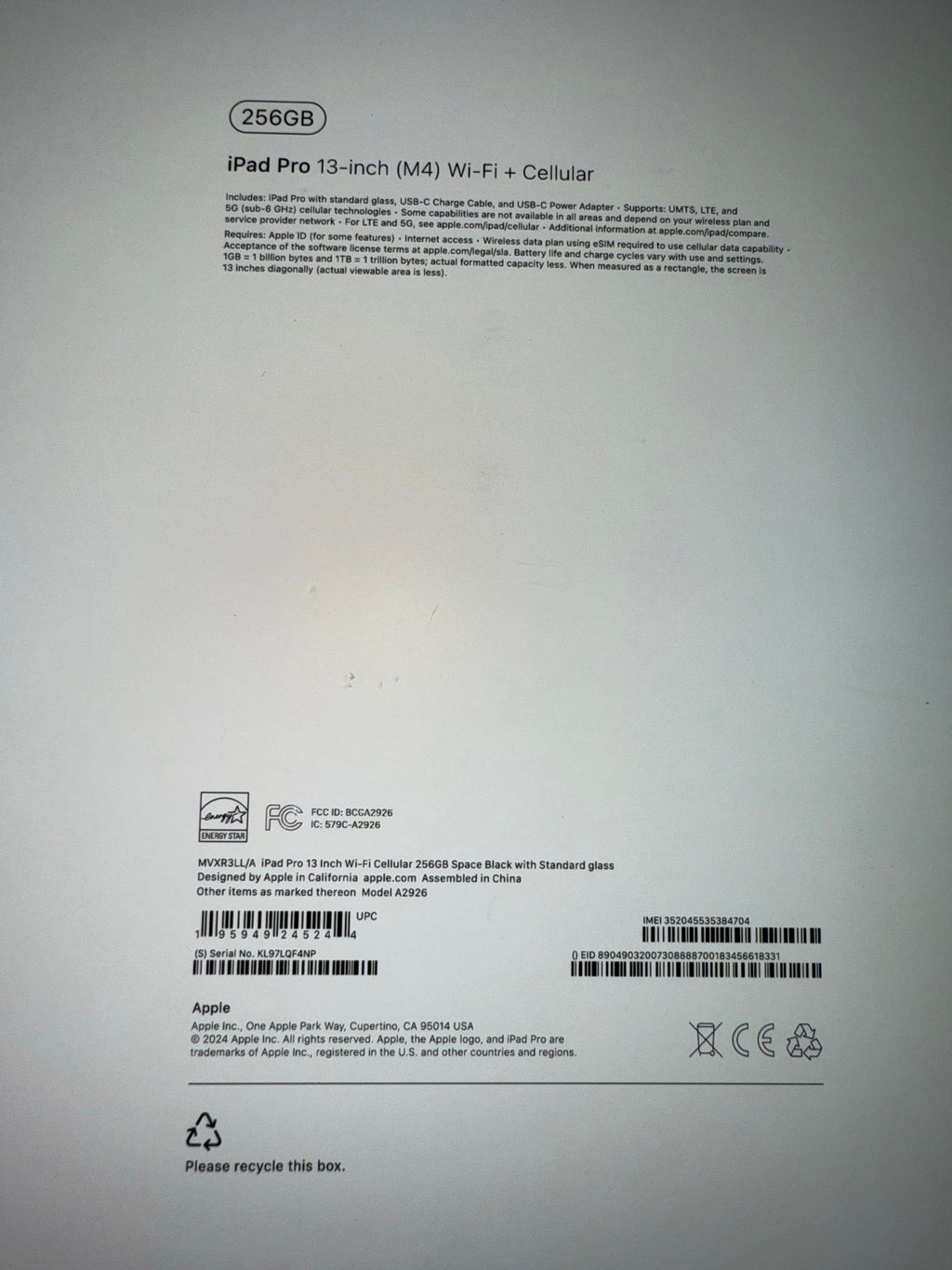 iPad Pro 13 inch screen 256gb M4 chip 2025 model 1U21