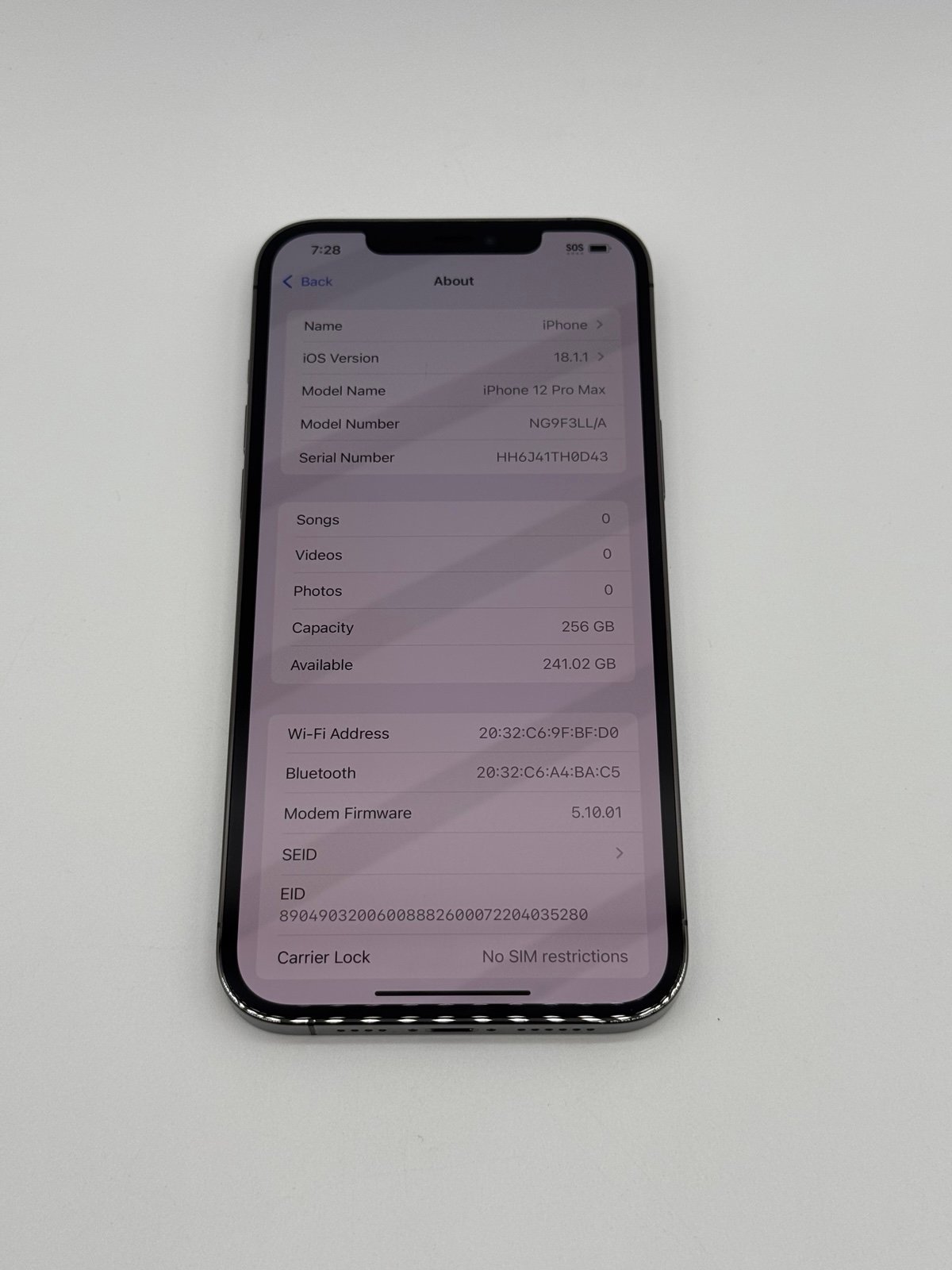 iPhone 12 Pro Max Graphite 256GB -Carrier Unlocked- Clean IMEI Fast Shipping! 6D68