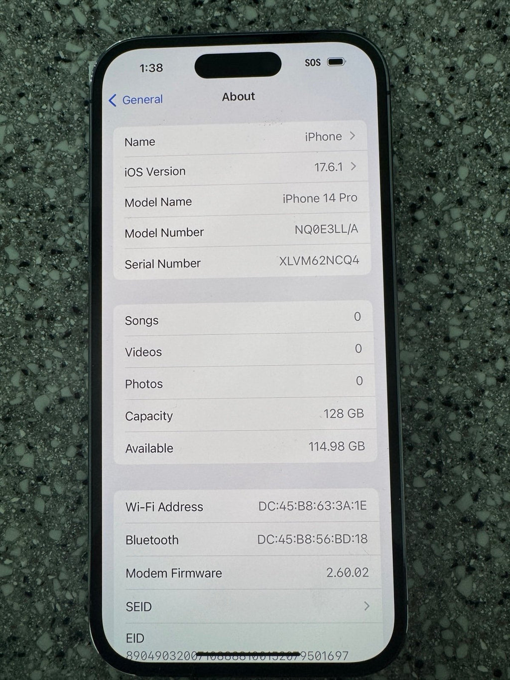 Apple iPhone 14 Pro 128 GB Deep Purple Unlocked 3R59