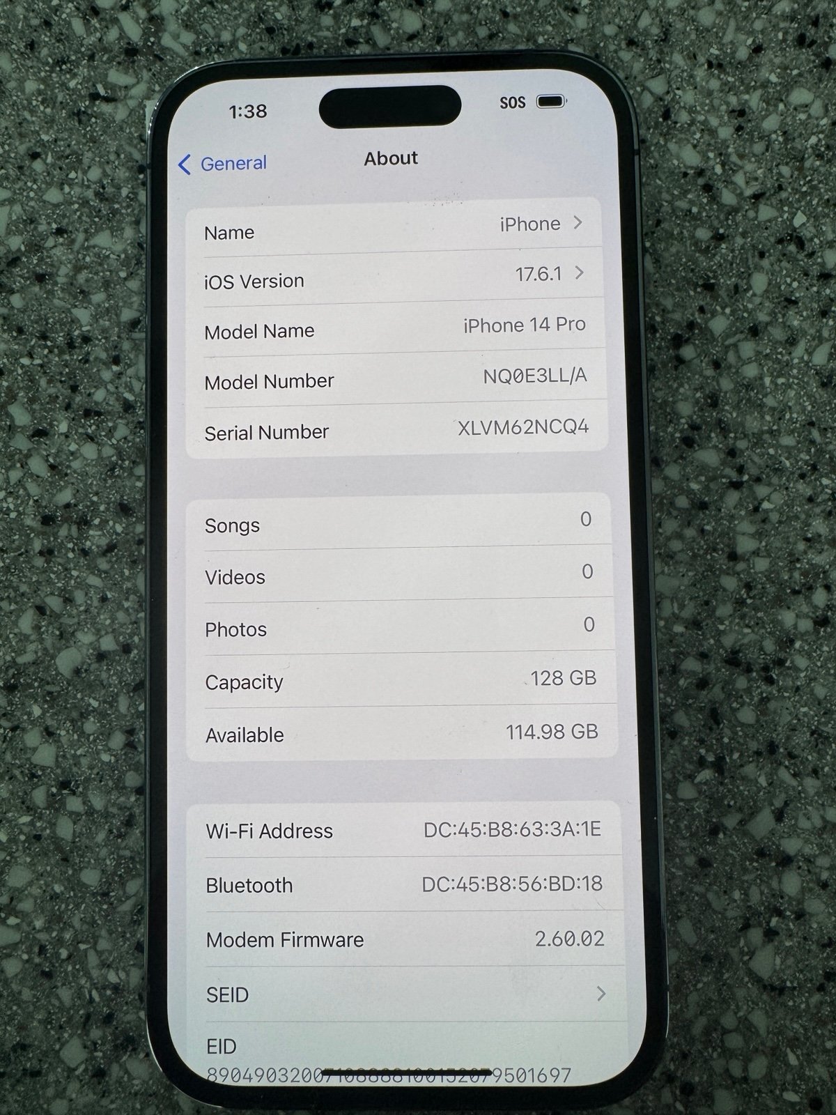 Apple iPhone 14 Pro 128 GB Deep Purple Unlocked 3R59