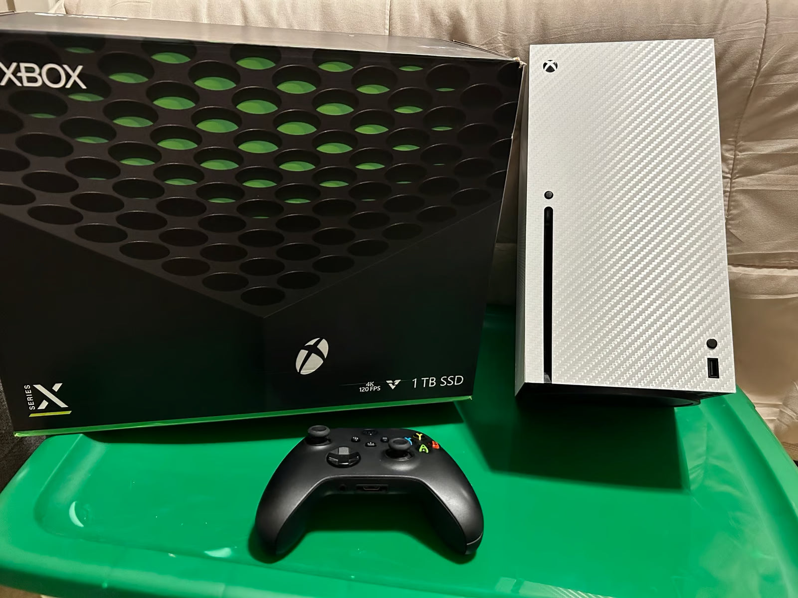 Xbox Series X Console with White Carbon Fiber DBrand Wrap - CIB 5P63