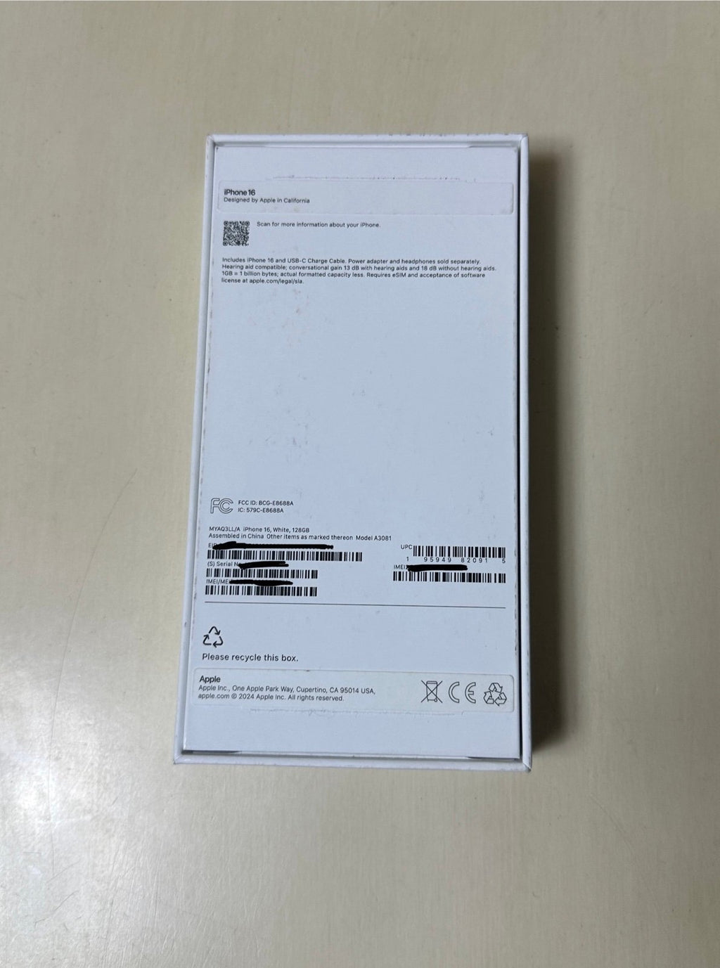 iphone 16 128GB Verizon White 2G81