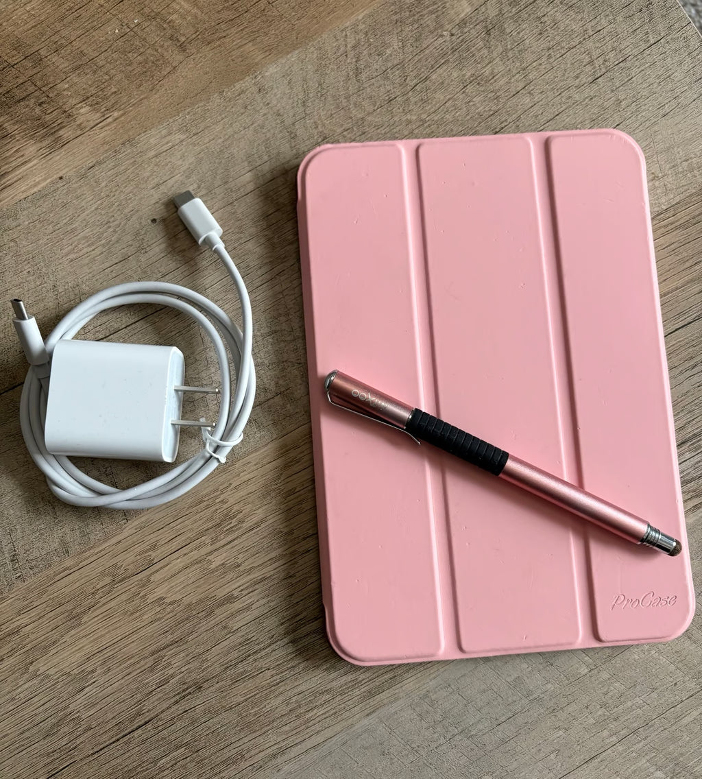 Apple iPad Mini 6 - Pink (WiFi) + stylus & smart case 9J88