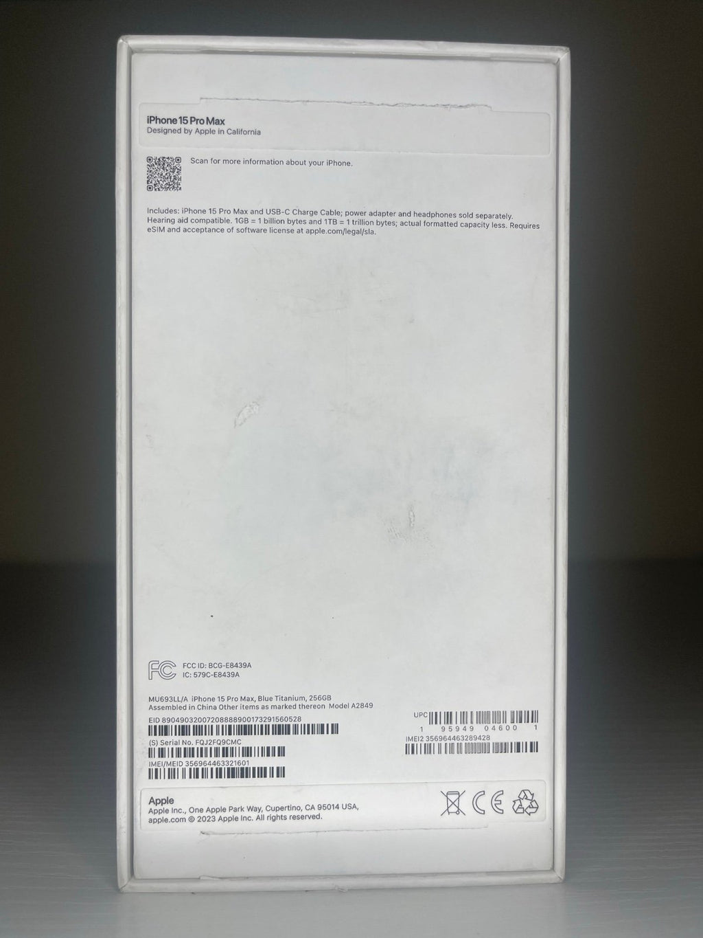 Apple iPhone 15 Pro Max - 256 GB - Blue Titanium (T-Mobile) 2K13