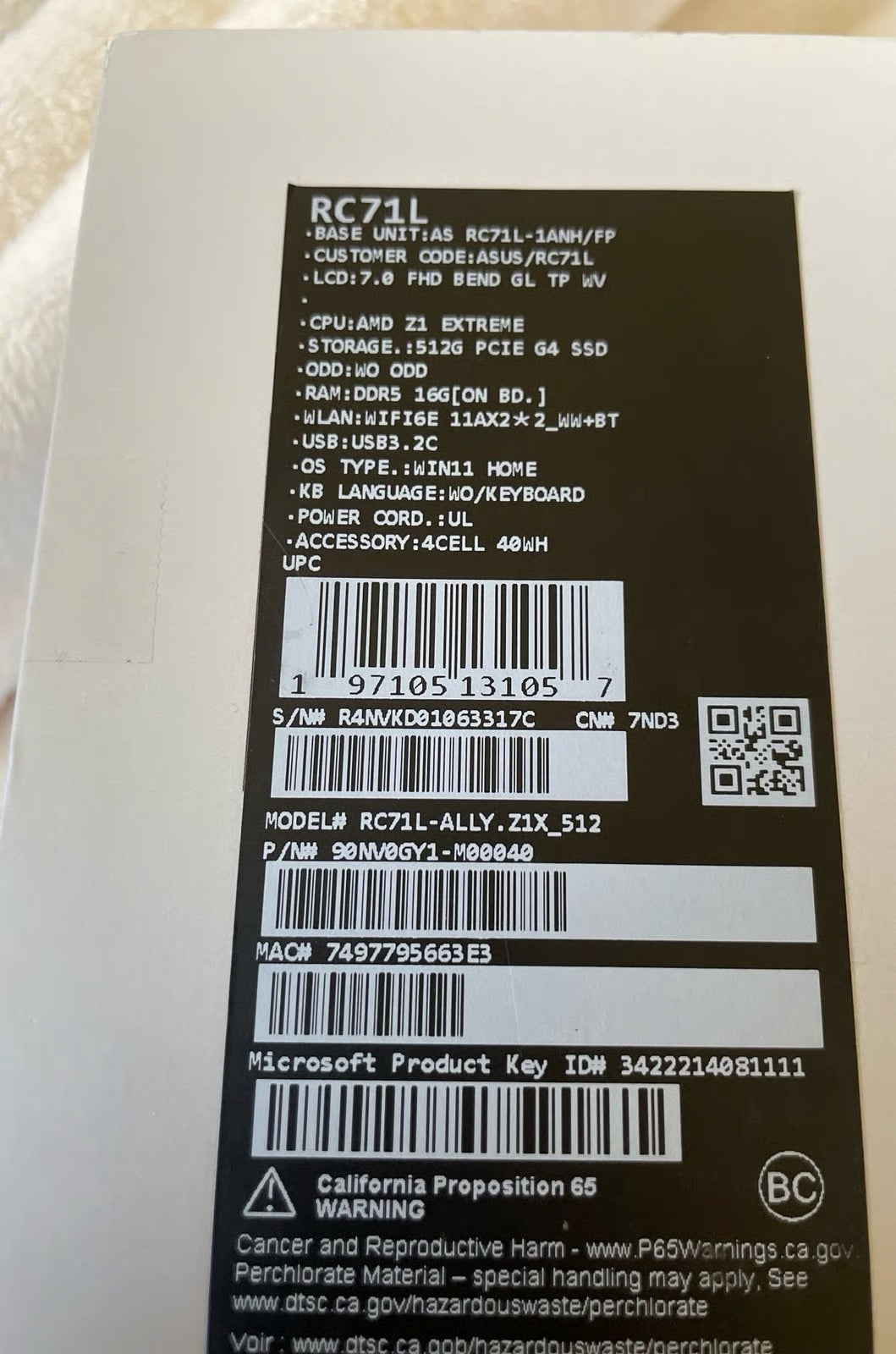 ASUS rog ally z1 extreme 1U31