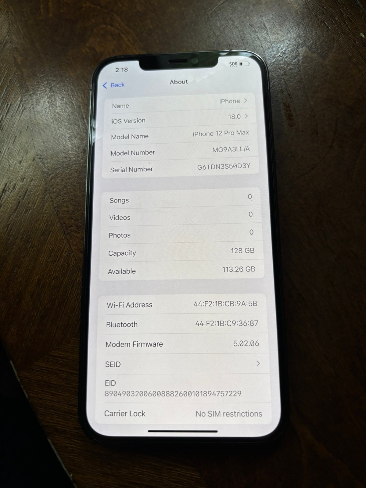 iPhone 12 Pro Max 128GB Graphite -Carrier UNLOCKED- Clean IMEI Great Condition 9P97