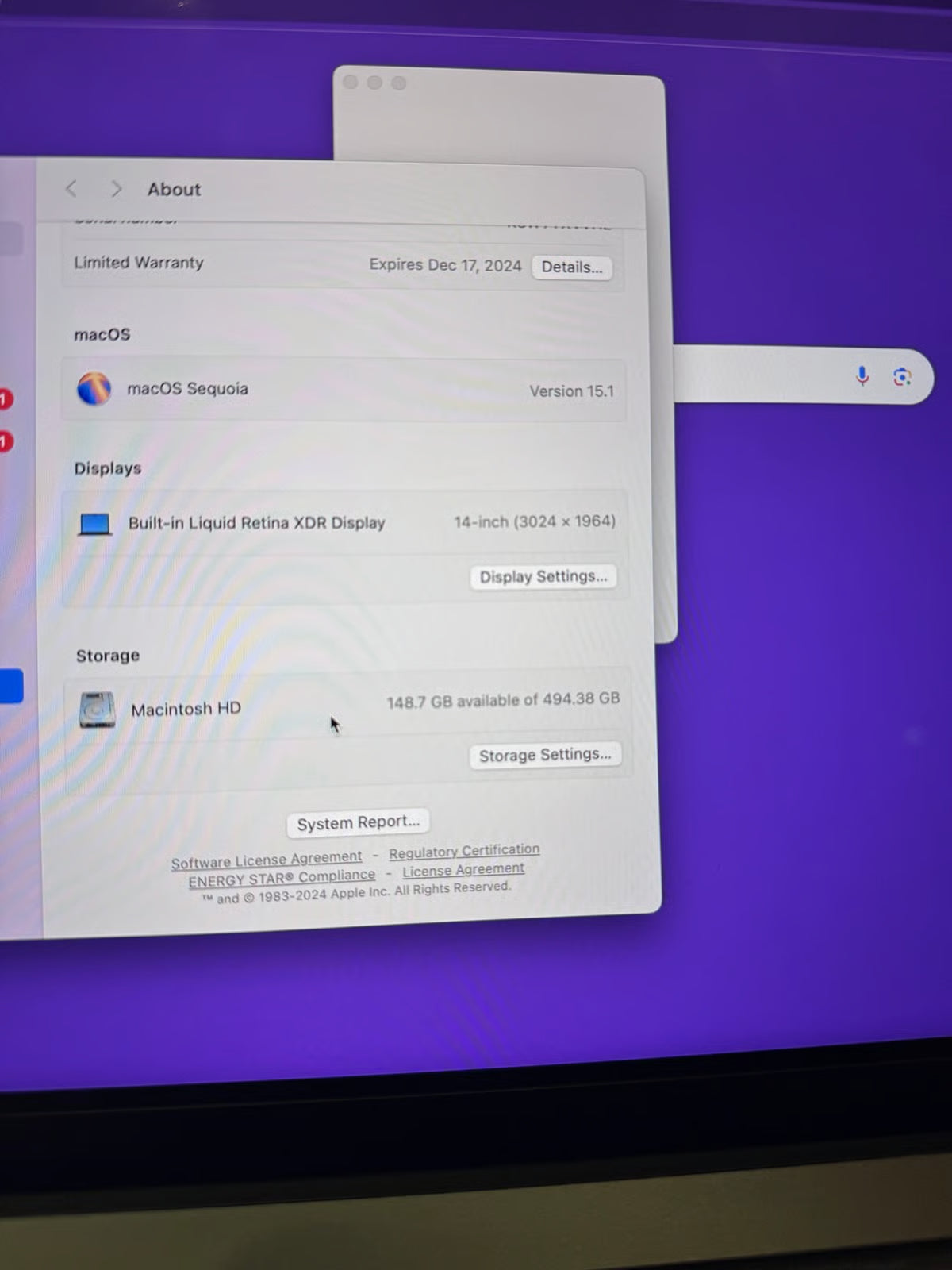 Apple MacBook Pro Late 2023 M3 Pro 500GB HD 18GB Memory Space Grey 14鈥?3A37