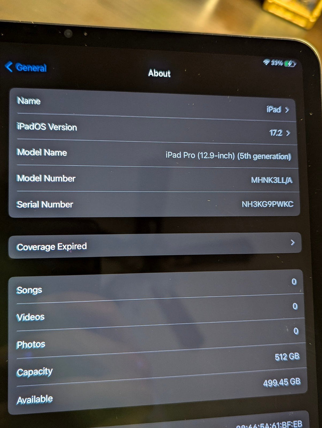 iPad Pro (5th Gen) 12.9in 512GB 6J89