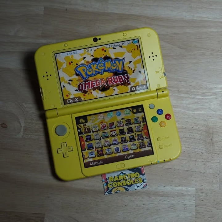 New Nintendo 3DS XL Pikachu Edition with 32GB SD, Charger, Stylus & 70+ Games