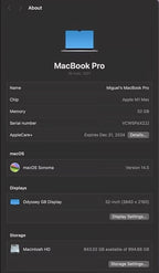16"" Macbook Pro M1 Max 1TB 7D32