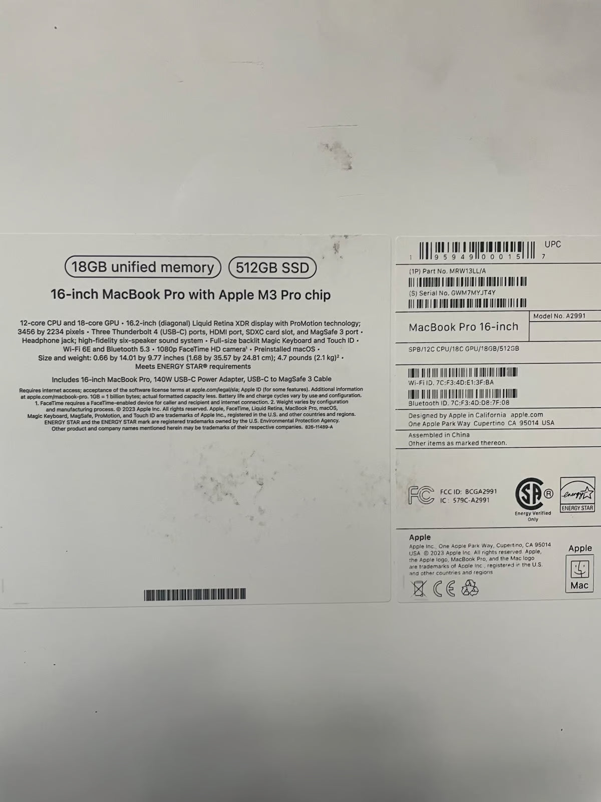 Brand New Sealed Apple MacBook Pro M3 Pro chip 3A65
