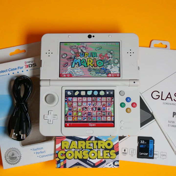 New Nintendo 3DS No. 026 Teal/Blue Mario Embossed Plates, 32GB & 60+ Game