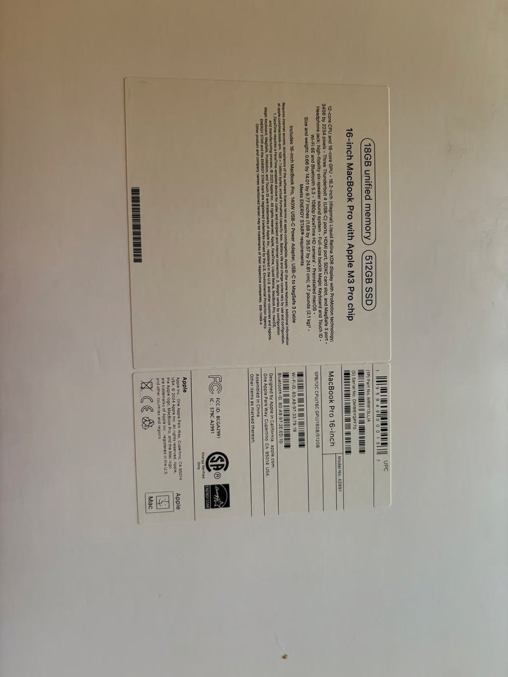 Apple MacBook Pro 16'' Apple M3 Pro 512GB SSD 18GB RAM Laptop - Black MRW13LL/A 2D22