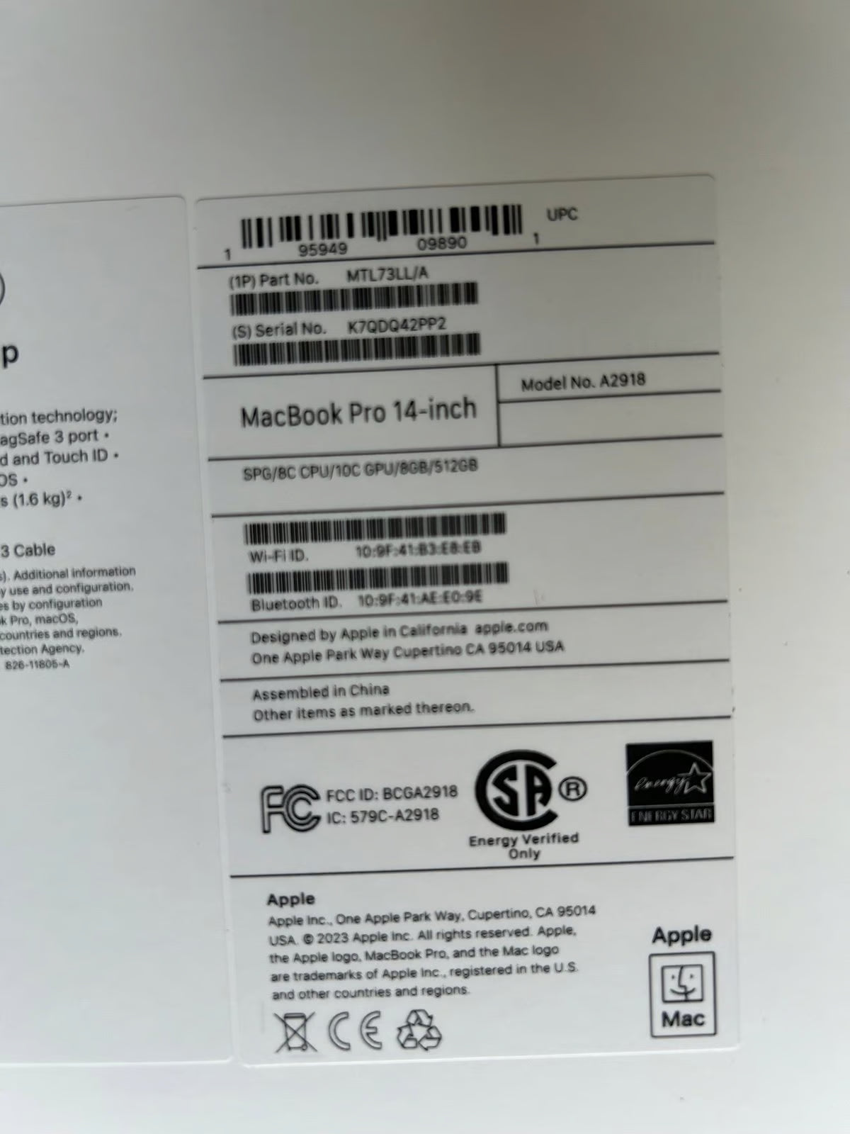 Apple 2023 14"" MacBook Pro Laptop M3 Pro 6S81