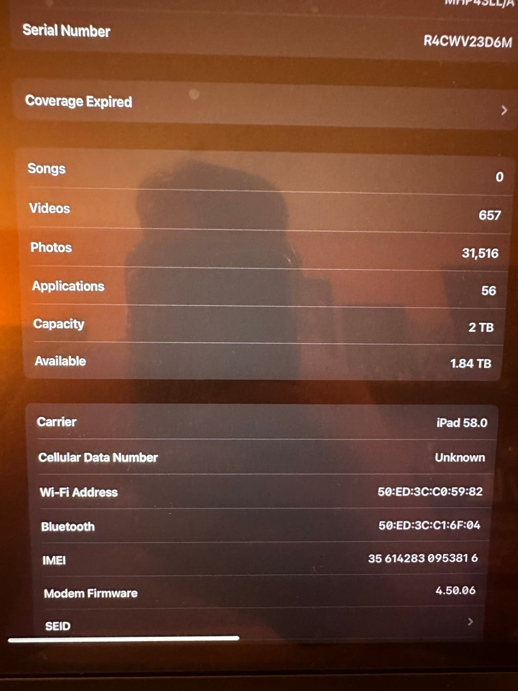 Apple iPad Pro 12.9�?5 Generation M1 16gb 2TB Cellular Version Space Gray D Bran 1G57