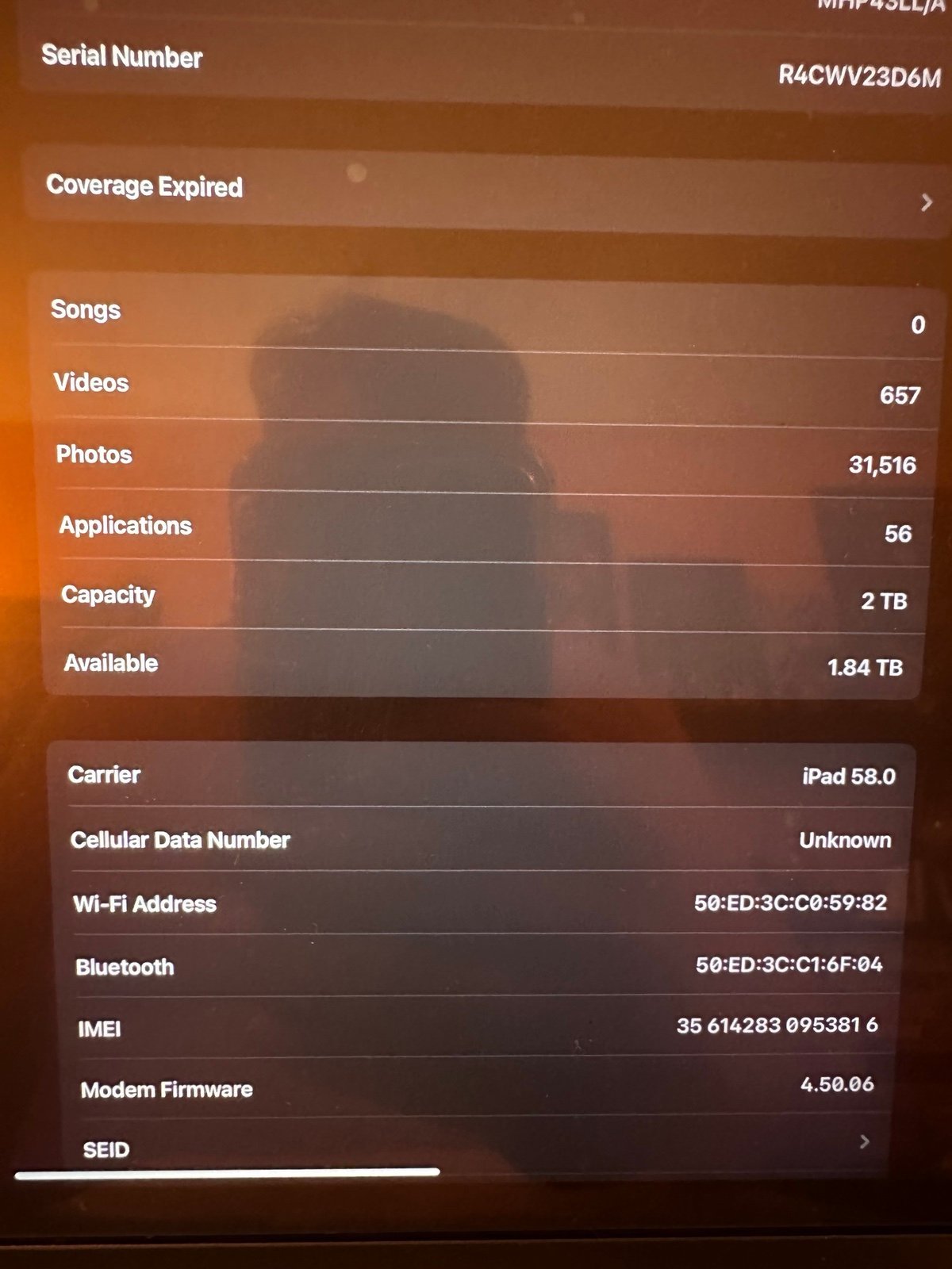 Apple iPad Pro 12.9�?5 Generation M1 16gb 2TB Cellular Version Space Gray D Bran 1G57