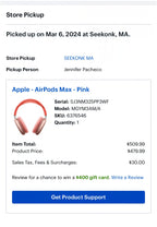 Apple AirPods Max with Smart Case in Pink-authentic 9O87