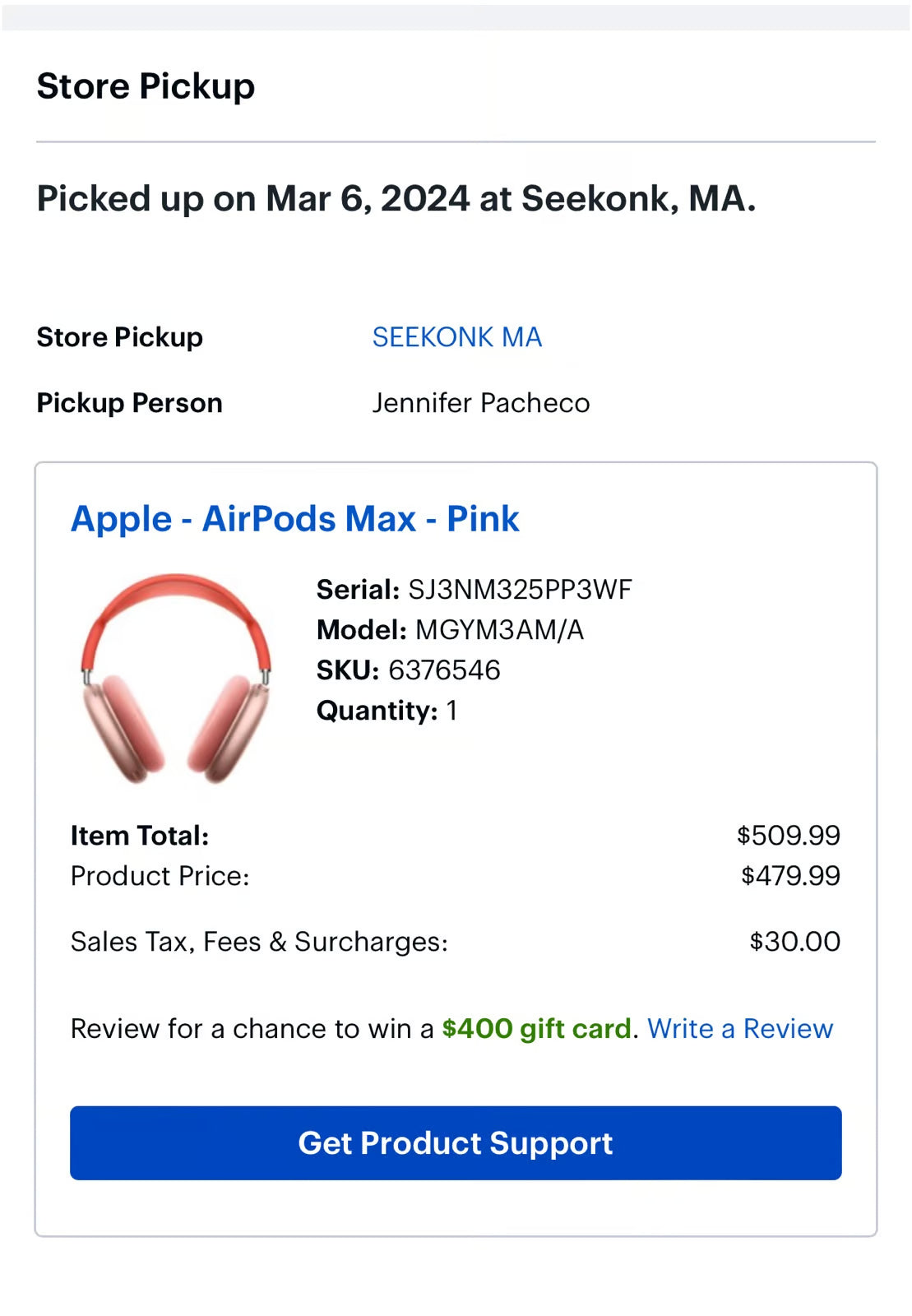 Apple AirPods Max with Smart Case in Pink-authentic 9O87