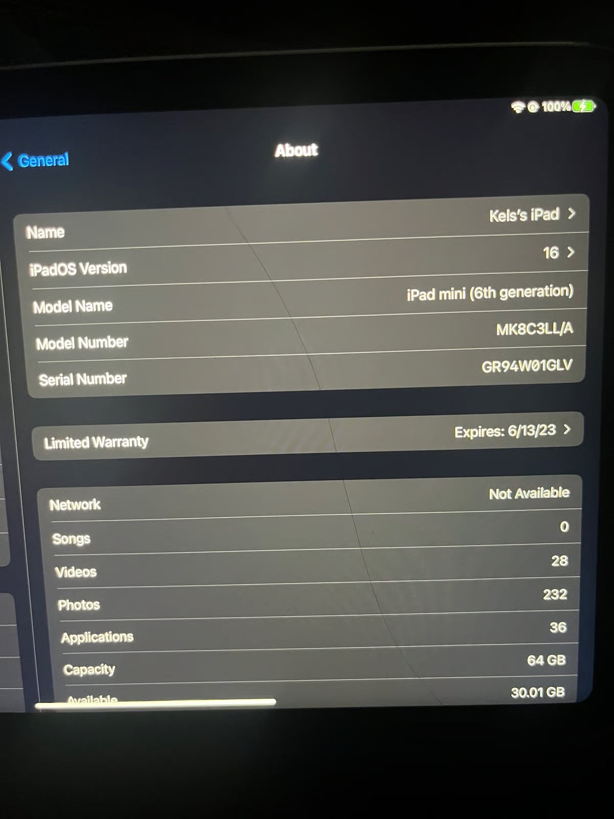 Apple iPad Mini 6th Generation 64 GB 6K89