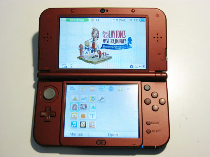 MINT Red Nintendo New 3ds XL Layton's Mystery Bundle!