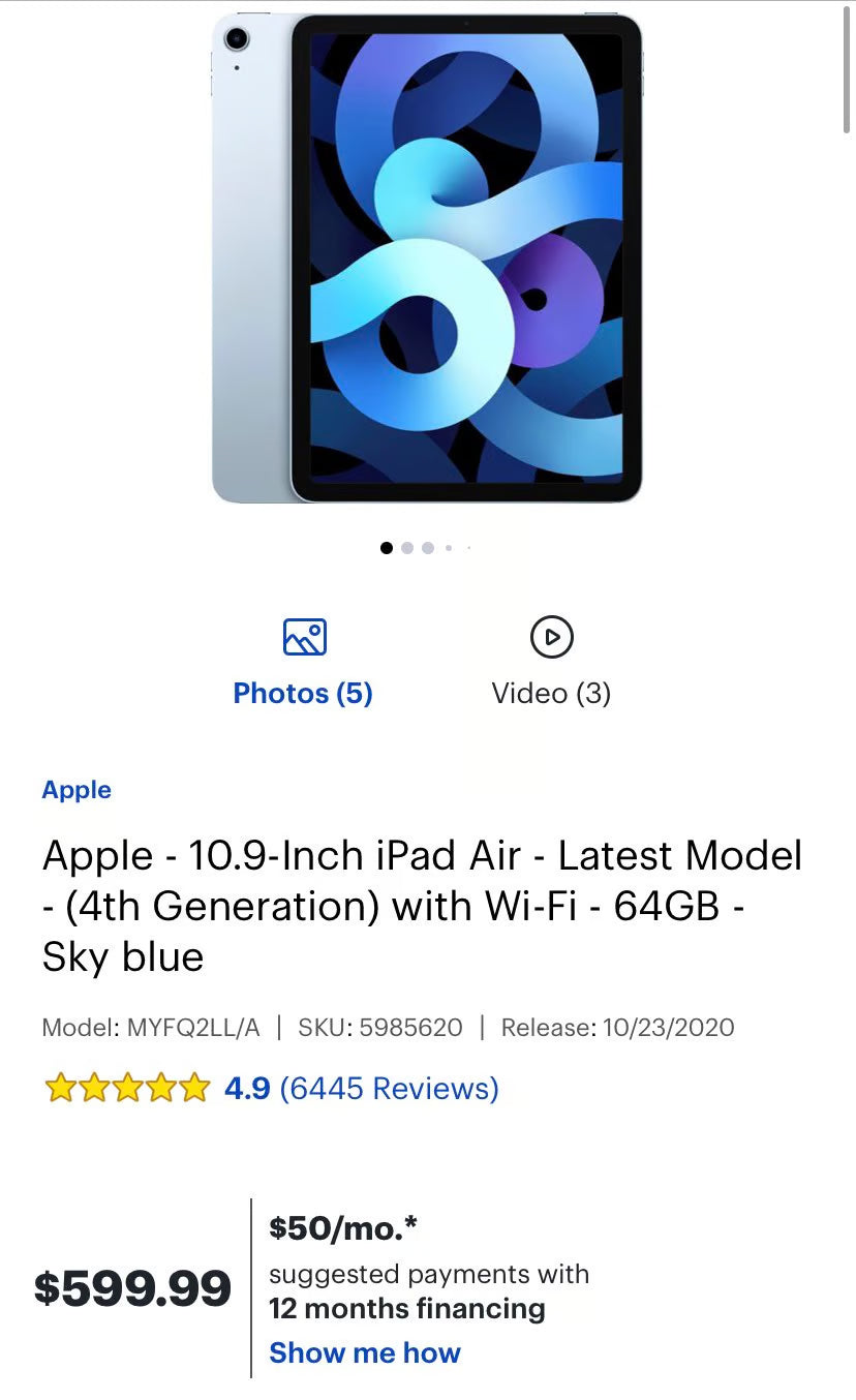 Apple 10 .9-inch iPad Air 5B21