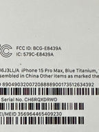APPLE IPHONE 15 PRO MAX ****( 1 TB ) ***** BLUE TITANIUM ATT NEW SEALED 3J97