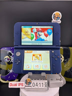 Dual IPS/ New 3DS XL Blue w 128GB SD Card/Near Mint/ 7563/ US Seller