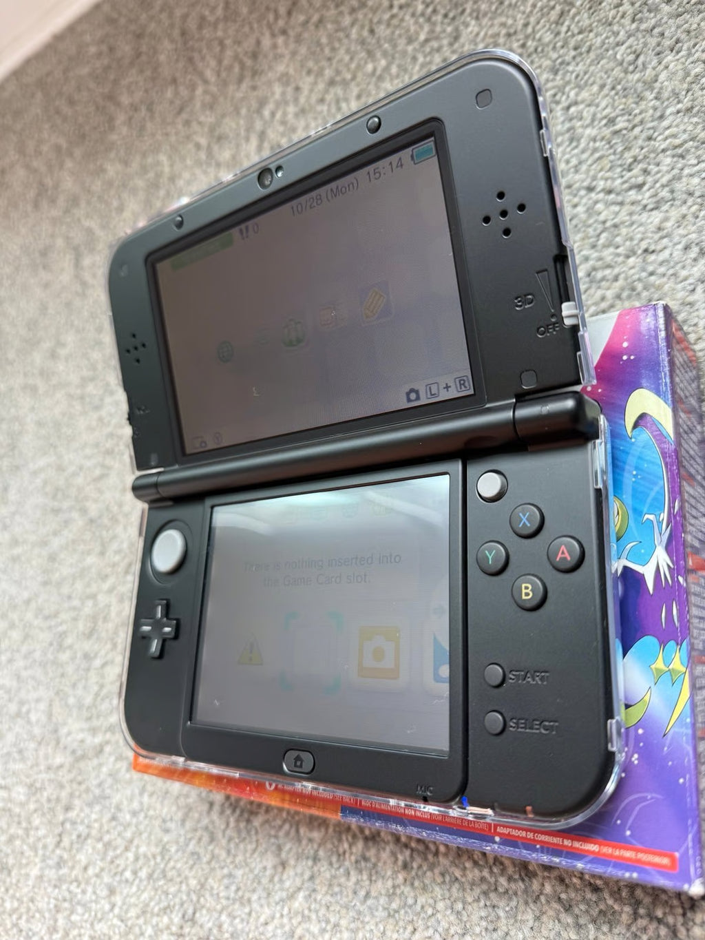 New Nintendo 3DS XL Pokemon Sun and Moon Solgaleo and Lunala in Black