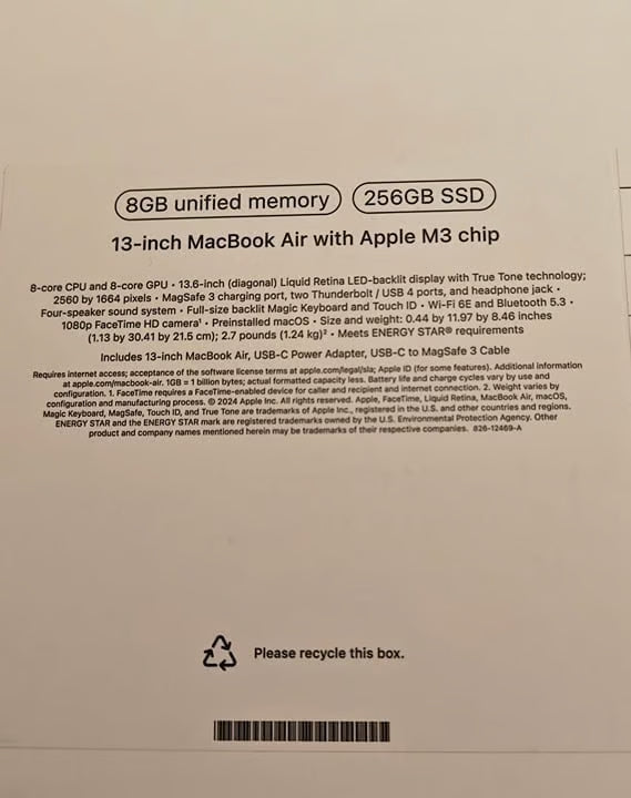 2024 MacBook Air 13"" M3 (8GB / 256GB) Navy Blue 5R65