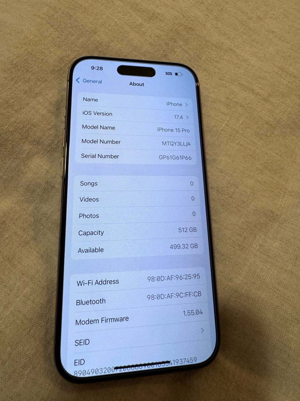 iPhone 15 Pro 512gb Natural Titanium Unlocked 1Q12