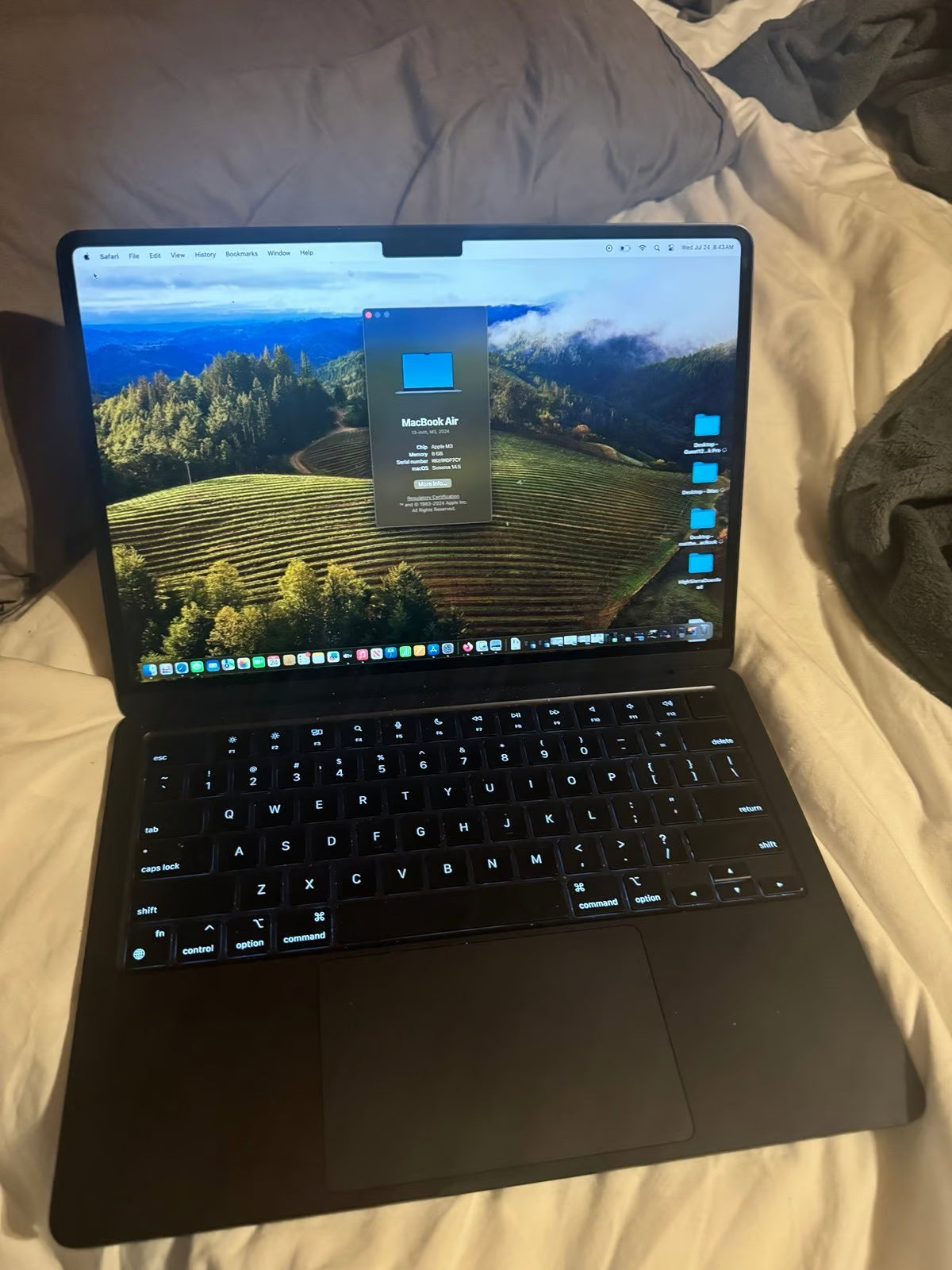 m3 MacBook Air 13 8GB 256SSD blue 2024 1M18