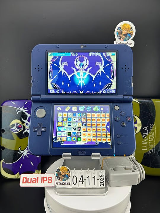 Dual IPS/ New 3DS XL Blue w 128GB SD Card/Near Mint/ 7563/ US Seller
