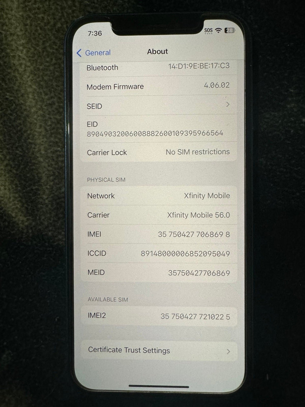 Unlocked Apple iPhone 12 64 GB Blue 5C53