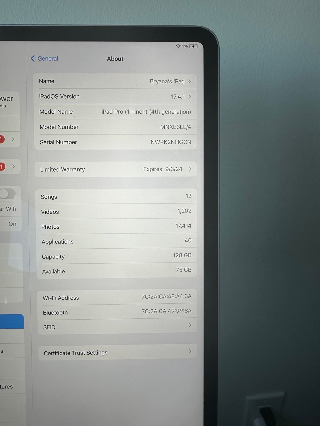 Apple iPad Pro 11-inch (4th Gen) 128 GB 5X31