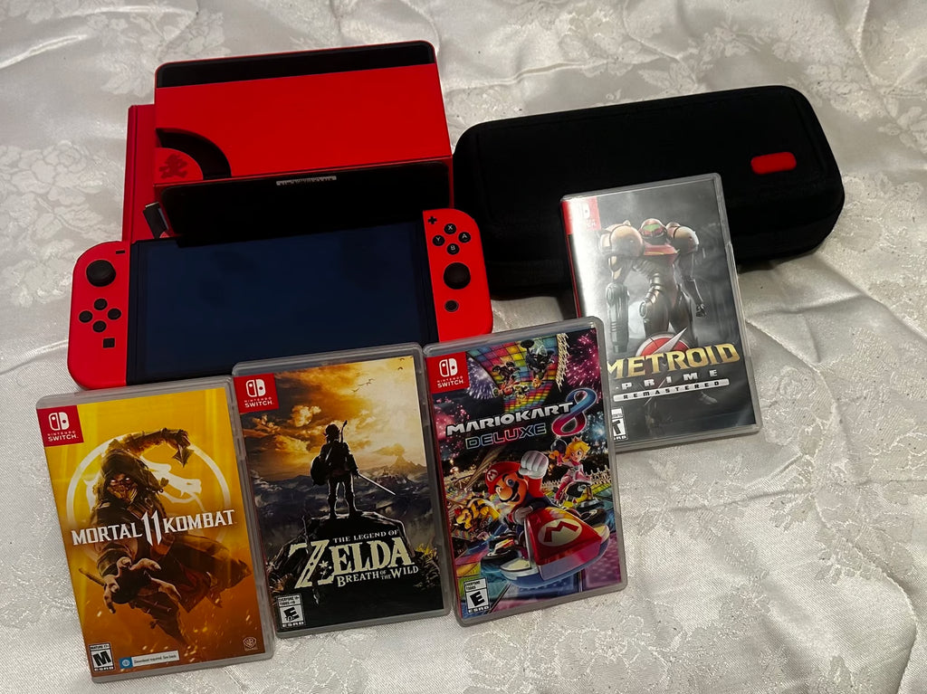 FREE SHIPPING Nintendo switch w/ oled screen/game bundle and 128Gb memory card 2R76