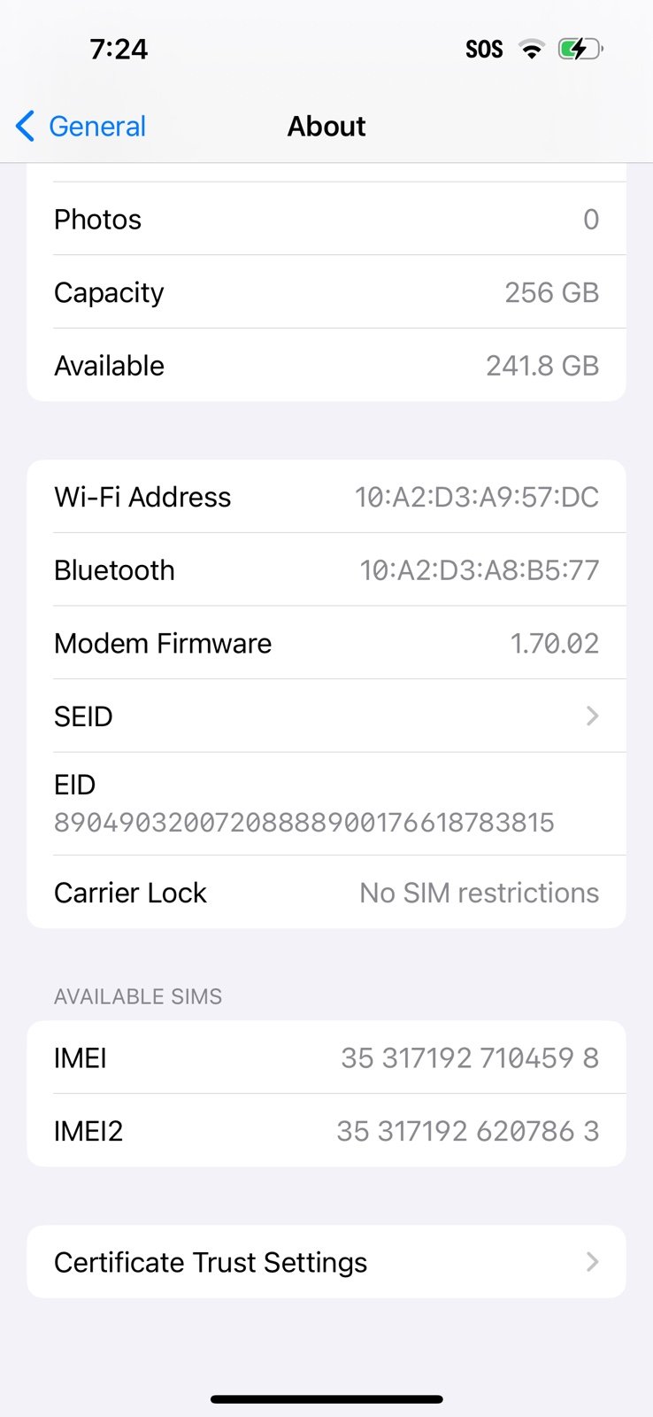 iPhone 15 pro Natural Titanium 256 GB Unlocked 8N92